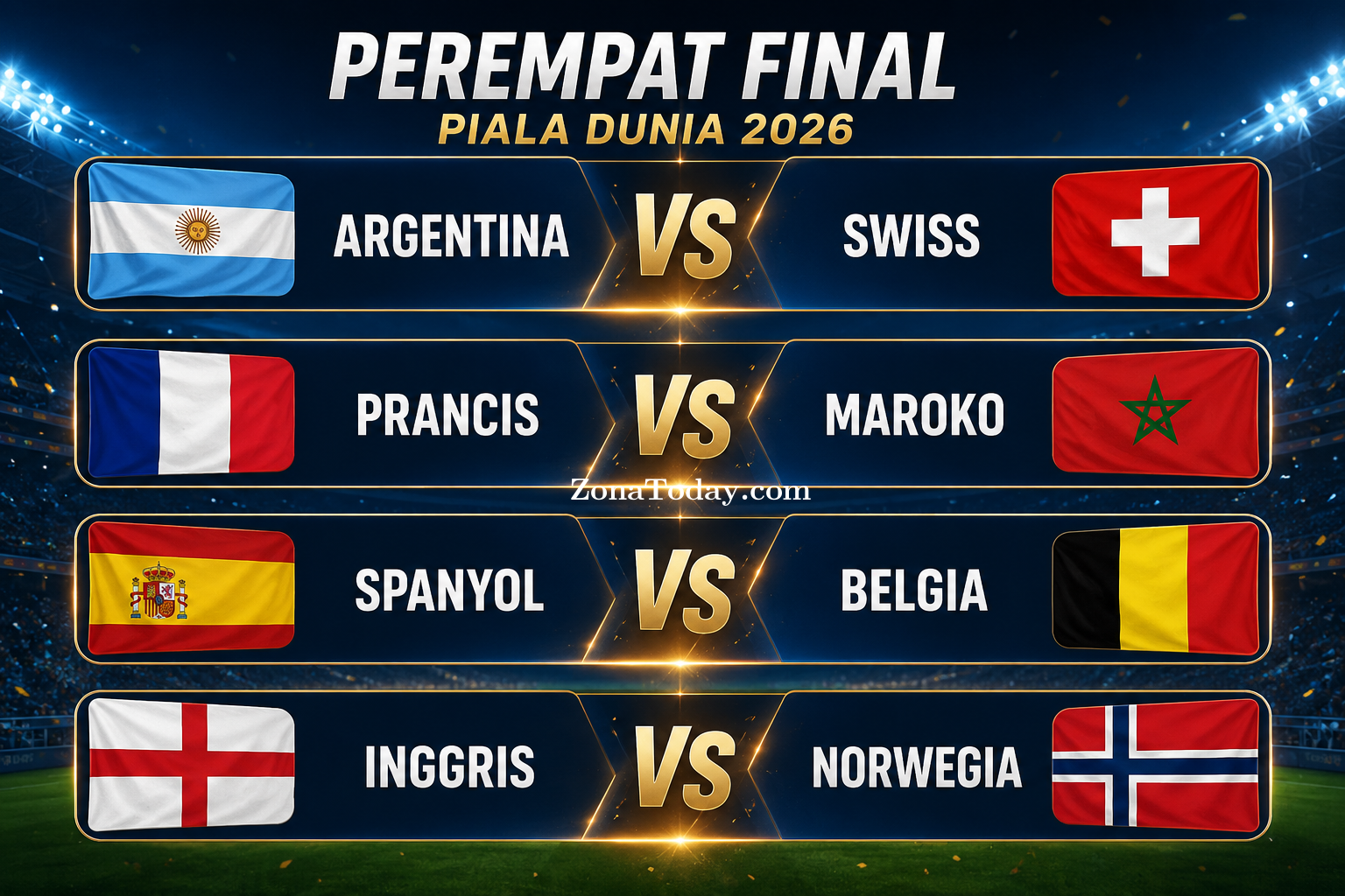 Resmi! Inilah 8 Kontestan Perempat Final Piala Dunia 2026, Ada Kejutan Besar dan Duel Raksasa